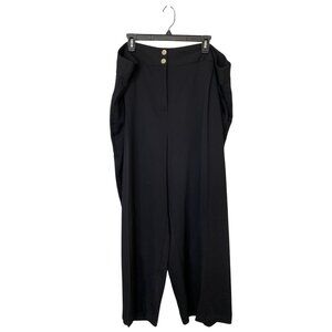 Vince Camuto Plus Black Wide-Leg Pants With Button Detail Polyester Size 24W